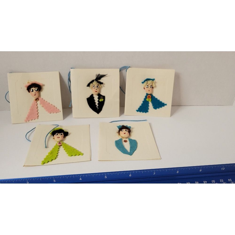 Vintage Hand‎ Decorated Tally Cards Name Tags Journaling Lot Of 5 Ephemera